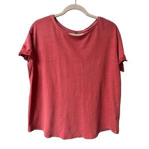 Old Navy Blouse Womens Large Embroidered Floral Sleeve GUC Solid Short Sleeve